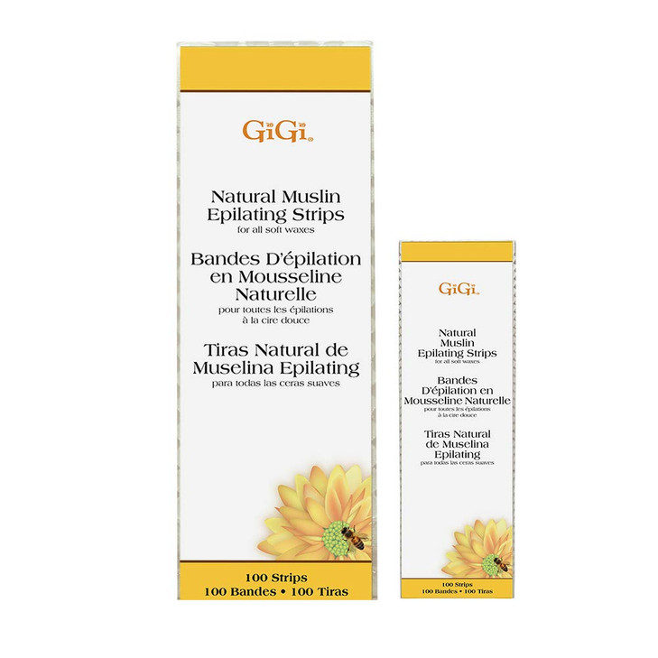 GiGi Muslin Epilating Waxing Strips Wax Strips for Hair Removal Hair Wax Strip for Womens Face Body Bikini Leg 100 Ct Pa
