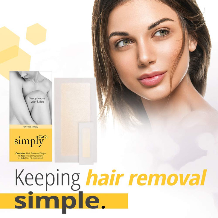 GiGi ReadytoUse Hair Removal Kit 12 Face Strips and 6 Body Strips