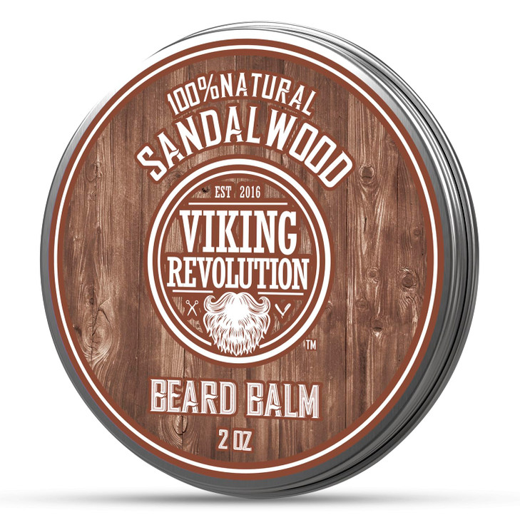 Viking Revolution Sandalwood Beard Balm Beard Butter with Argan Oil Beard Softener for Men with Jojoba Oil Beard Moistur