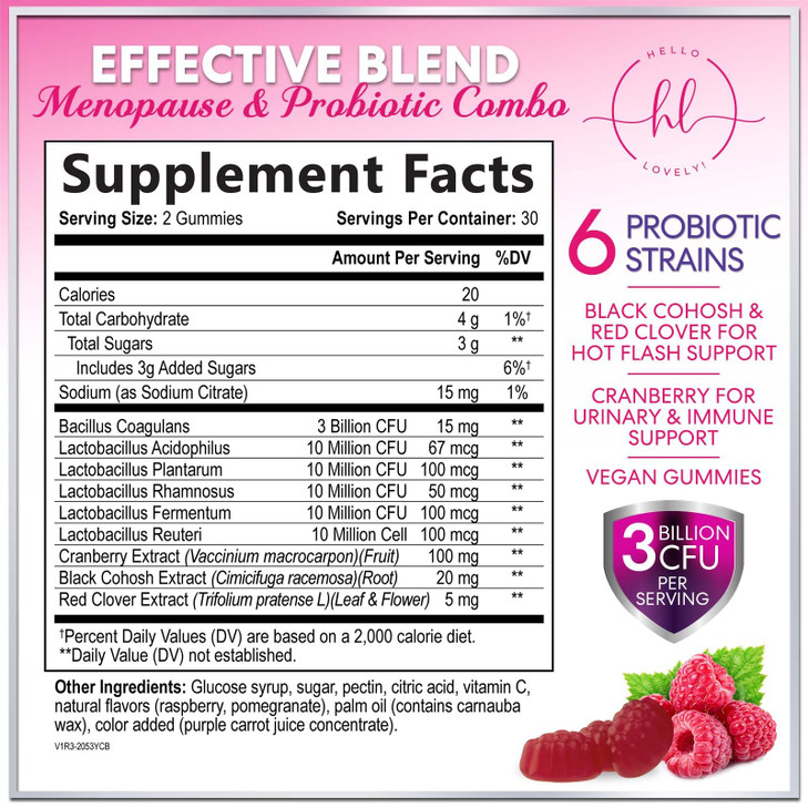 Menopause Supplements for Women Gummies - with Black Cohosh, Cranberry 3 Billion CFU Probiotics - Complete Menopause Relief Balance for Hot Flashes, online at globaldelivered