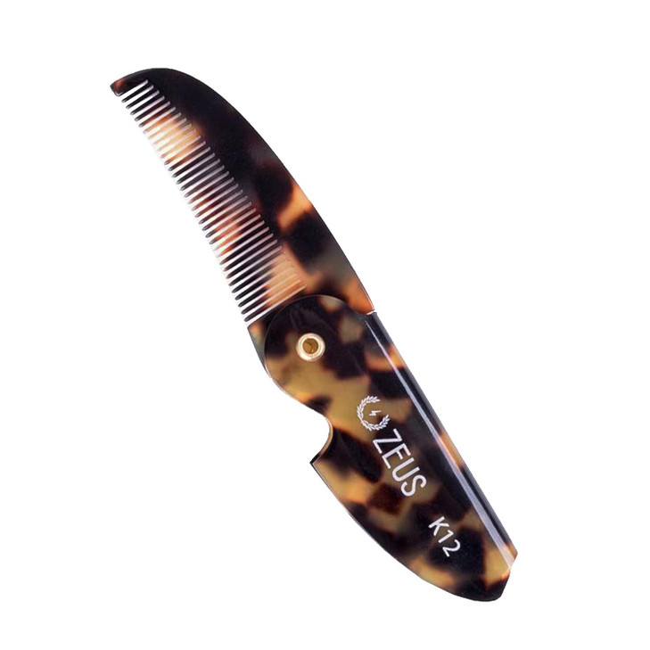 ZEUS Folding Mustache Comb for Men Handmade SawCut Pocket Comb for Mens Beard Moustache Grooming Compact Travel Friendly