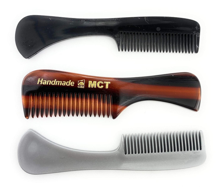 GENTS Mustache and Beard Styling Comb pocket sized Tortoise Black Grey 3 Pack