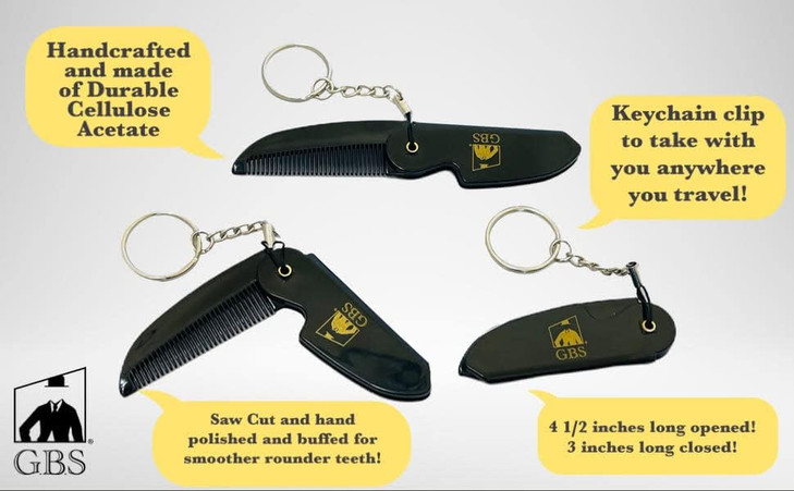GENTS Mustache and Beard Styling Comb pocket sized Keychain Folding Beard Comb 3 Pack