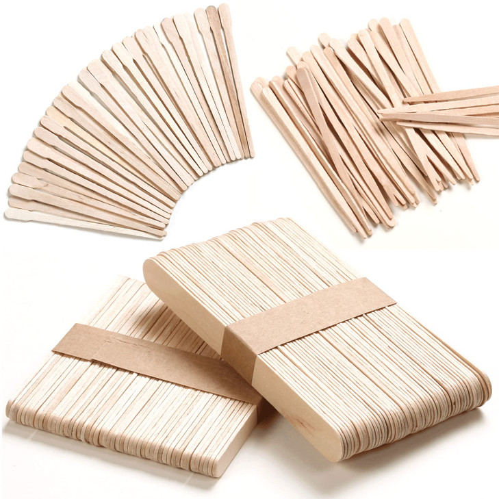 Wooden Wax Sticks HOOMBOOM 520 Pcs Waxing Sticks 4 Style Assorted Wooden Wax Sticks for Body Legs Face Eyebrow Waxing Ap