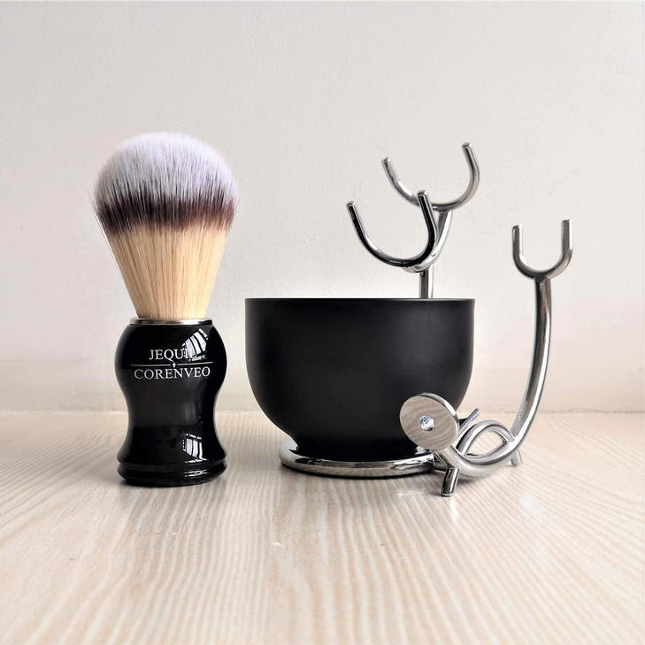JEQUILCORENVEO Deluxe Shaving Kit for Men 3 in 1 Shaving Set Includes Shaving Brush Shaving Bowl Razor Brush Holder