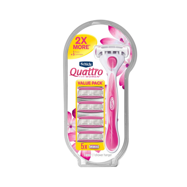 Schick Quattro Women's Razor Value Pack - 1 Handle & 5 Refills online at globaldelivered