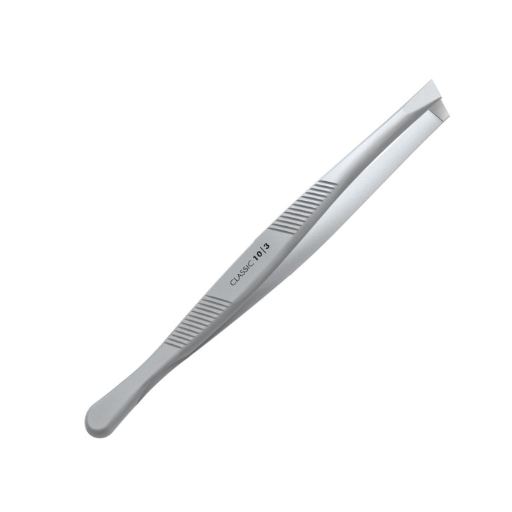 STALEKS CLASSIC 10 Type 3 Eyebrow Tweezers Wide Beveled Stainless Steel for Thick Brows Comfortable Home Hair Removal