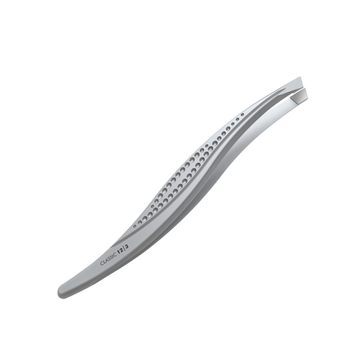 STALEKS CLASSIC 12 Type 3 Eyebrow Tweezers Wide Beveled Stainless Steel with Ergonomic Notches for Thick Brows Comfortab