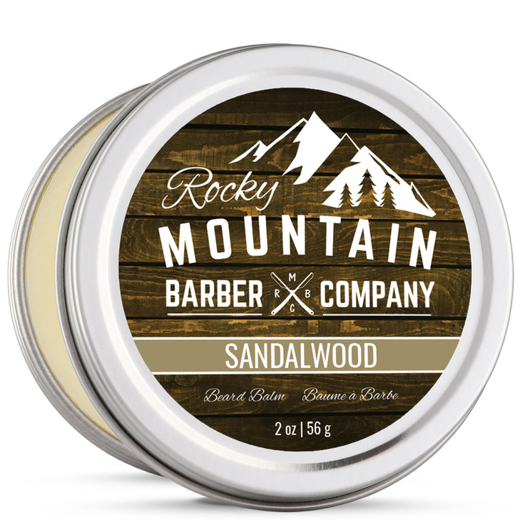 Beard Balm Sandalwood Blend Rocky Mountain Barber with Nutrient Rich Bees Wax Jojoba Shea Butter Coconut Oil Contains Re