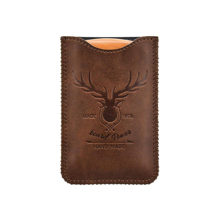 Menesia Wooden Comb with Durable Case Fine Coarse Teeth Pocket Comb for Beards Mustaches Hair Brown Deer Design