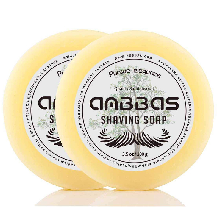 Anbbas Sandalwood Shaving Soap Puck Refill for Men Barber Traditional Wet Shave Latheing2pcs 7oz