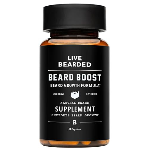 Live Bearded Beard Boost Beard Growth Vitamins for Men with Biotin Collagen Silica FoTi Root Facial Hair Growth for Men