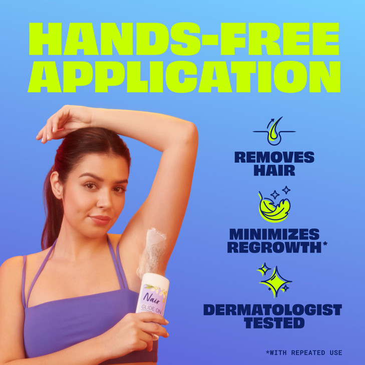 Nair Glide On Hair Removal Cream Arm Leg and Bikini Hair Remover Depilatory Cream 33 Oz Stick