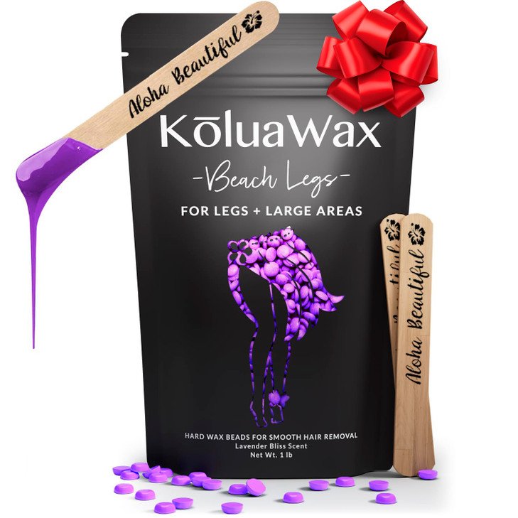 KoluaWax Hard Wax Beads for Hair Removal Coarse Hair Formula Face Brazilian Underarms Back Chest Bikini Waxing Lavender