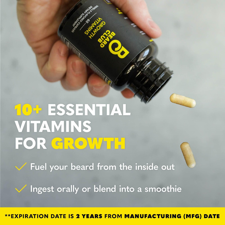 The Beard Club Biotin Beard Growth Vitamins Support A Thicker Fuller Beard Fill in Patches Minerals MultiVitamins Help S