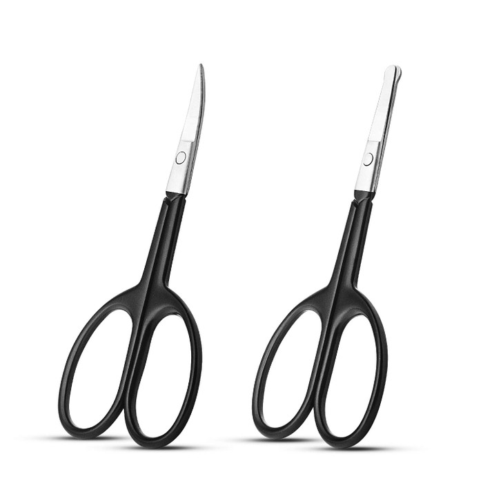Facial Hair Small Grooming Scissors For Men Women Eyebrow Nose Hair Mustache Beard Eyelashes Ear Trimming Kit Curved and