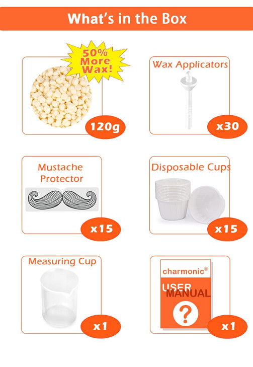 120g Charmonic Nose Hair Waxing Kit with 30 Applicators Quick and Painless Removal for Men and Women Enough for 1520 Use