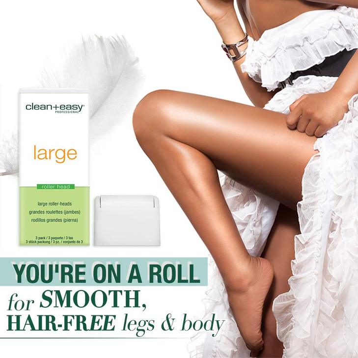 Clean Easy Roller Heads for Waxing Large 2 Packs of 3 Roller Heads Each Ideal for Legs Arms Back Chest Shoulders and Thi