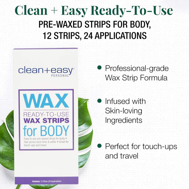 Clean Easy PreWax Body Wax Strips ReadyToUse Hair Removal Wax Strips for Face Body Easy AtHome Waxing 12 Count