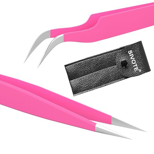 SIVOTE Lash Tweezers for Eyelash Extensions Professional Stainless Steel Straight Curved Tips Precision Lash Extension T