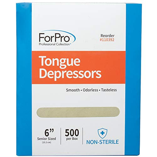 ForPro Professional Collection Senior Tongue Depressors Large Wax Applicators Wood Craft Sticks 6 Senior Sized NonSteril
