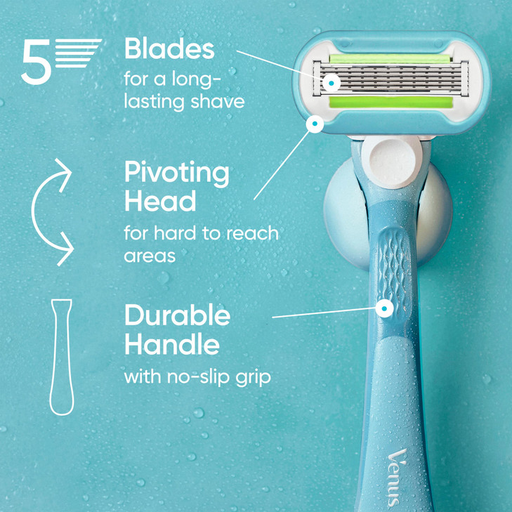 Gillette Venus Extra Smooth Razor for Women Includes 1 Reusable Razor Handle 4 Refills 5Bladed Ergonomic NoSlip Gel Hand