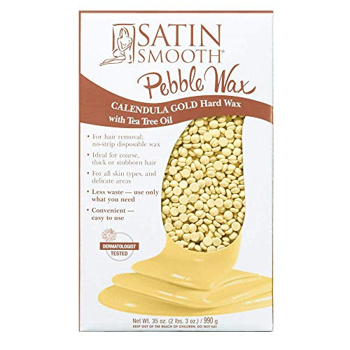Satin Smooth Hard Wax Beads Calendula Gold Pebble Wax for Hair Removal on Coarse Hair Sensitive Skin Brazilian Waxing 35