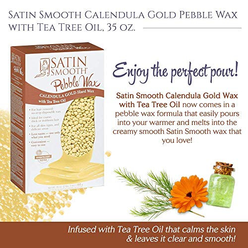 Satin Smooth Hard Wax Beads Calendula Gold Pebble Wax for Hair Removal on Coarse Hair Sensitive Skin Brazilian Waxing 35