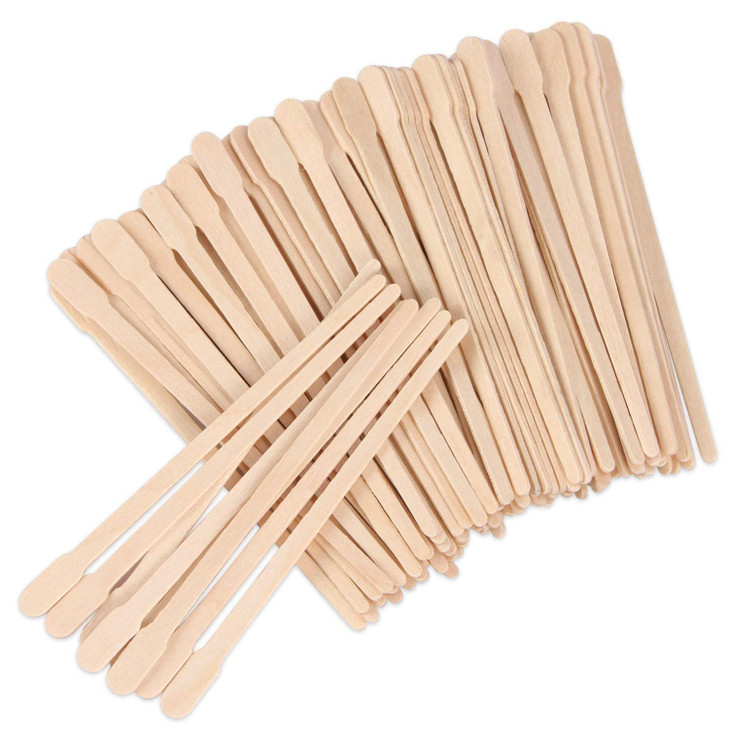JANYUN 200 Pcs Wooden Eyebrow Waxing Sticks with Handle for Hair Removal Face Leg Facial and Eyebrow