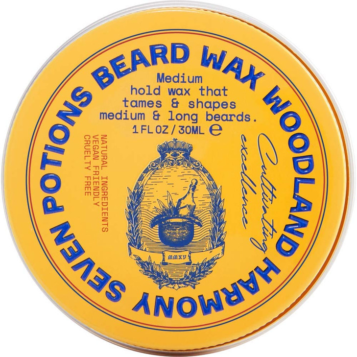 SEVEN POTIONS Natural Beard Styling Wax for Medium Hold 1 oz Shapes and Nourishes Without Stiffness Woodland Harmony