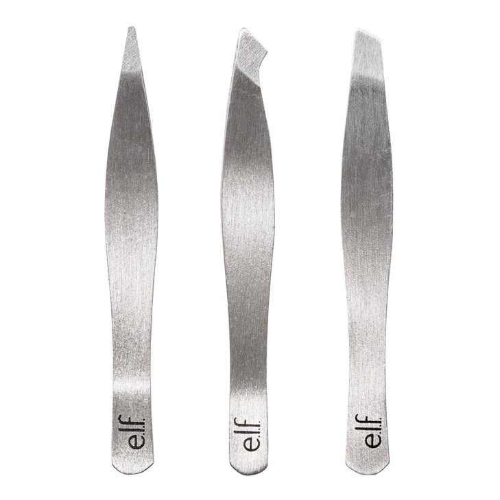 elf Tweezer Trio Kit Three Mini Eyebrow Tweezers For Shaping Defining Grooming Brows Great For Touchups On The Go Vegan