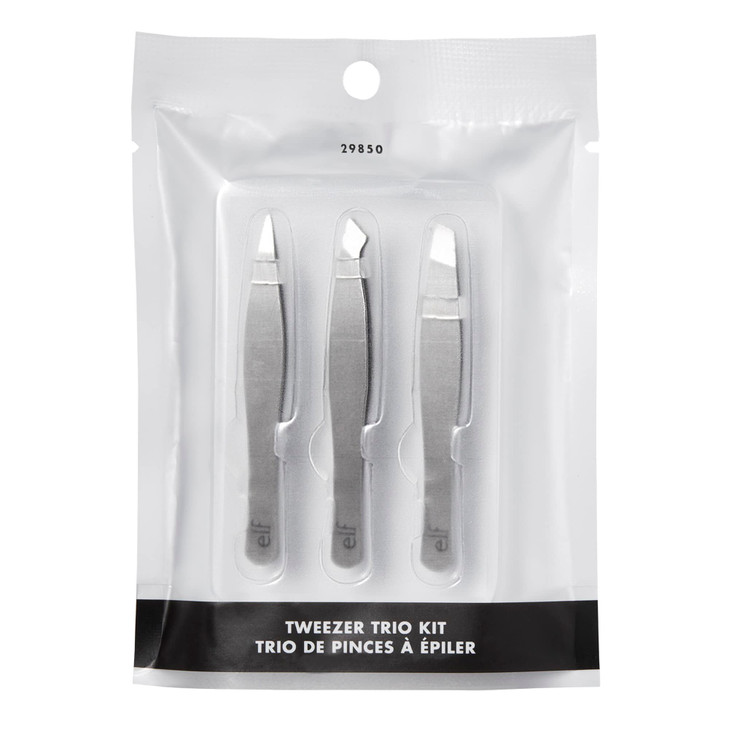 elf Tweezer Trio Kit Three Mini Eyebrow Tweezers For Shaping Defining Grooming Brows Great For Touchups On The Go Vegan