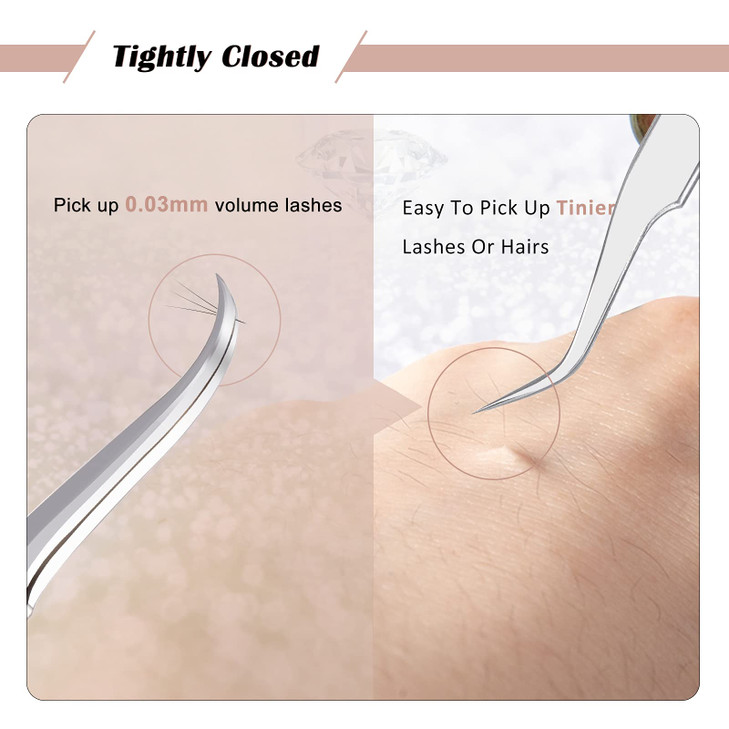 Lash Tweezers for Eyelash Extensions Lankiz Eyelash Tweezers for Lash Extensions Stainless Steel Straight and Curved Vol