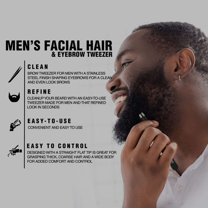Gentlehomme Tweezers Mens Beard Eyebrow Facial Hair Tweezers Shape Eyebrows Clean Up Your Beard Designed to Grasp Thick