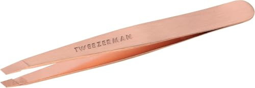 Tweezerman Stainless Steel Slant Tweezer Eyebrow Tweezers for Women and Men Rose Gold