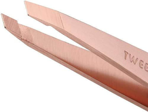 Tweezerman Stainless Steel Slant Tweezer Eyebrow Tweezers for Women and Men Rose Gold
