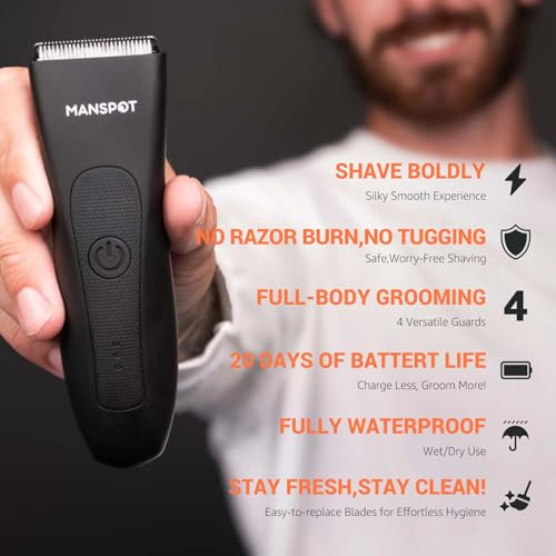 MANSPOT Manscape Groin Body Hair Trimmer for Men Electric Ball Pubic Trimmer ShaverManscape Kit with 4 GuardReplaceable