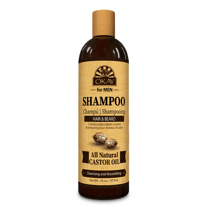 OKAY for MEN Castor Oil Hair Beard Shampoo Hydrating Shampoo for Healthy Hair Beard Growth Moisturizing Care Strengthen