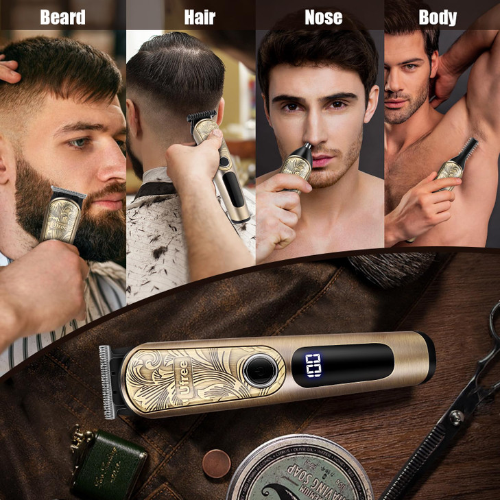 Ufree Gifts for Men Beard Trimmer with Charging Stand IPX7 Waterproof Electric Razor Shavers for Men Clippers for Hair C