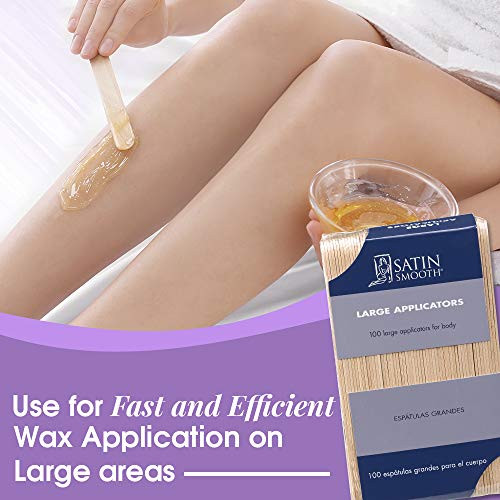 Satin Smooth Large Wax Sticks for Hair Removal Wax Applicator Sticks Wooden Waxing Stick Spatulas for Arms Legs Body Hai