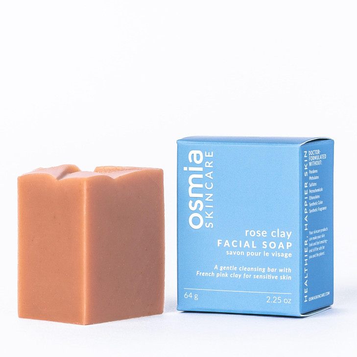 Osmia Skincare Natural Rose Clay Facial Soap Bar Coconut Milk Jojoba Oil Mango Butter Soothe Plump Soften Clean Beauty F