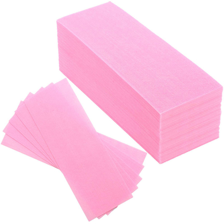 Maitys Waxing Strips 100 Pieces Pink NonWoven Removal Wax Strip Facial Body Wax Strip Sheet for Hair Removal and Cleanin