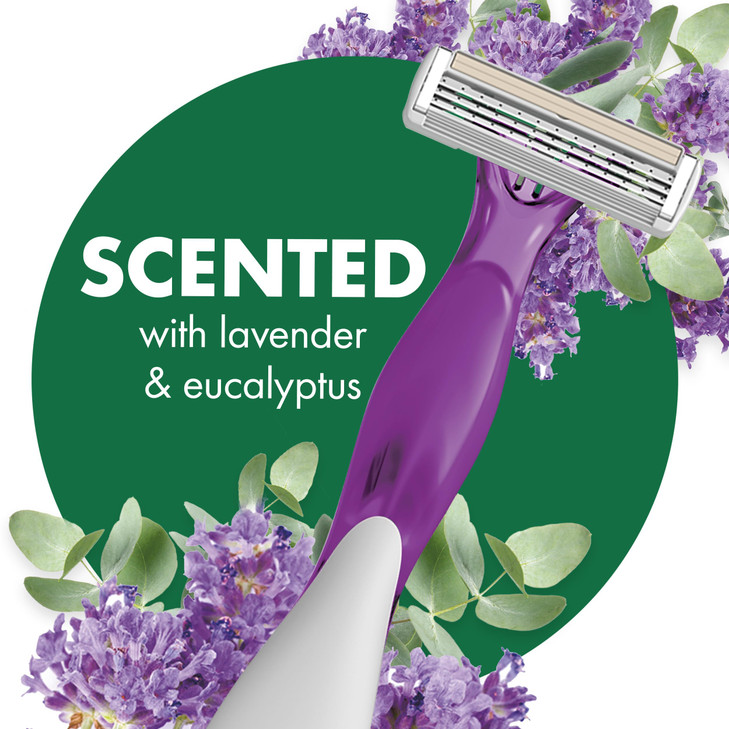 BIC Soleil 4 Escape Scented Womens Disposable Razors 4 Blades Comfortable Shave Lavender Eucalyptus Scented Handle Shavi