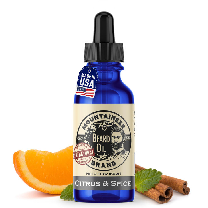 Mountaineer Brand Natural Beard Oil with Citrus Spice Scent Made in West Virgina Hydrates Moisturises Softens Conditions