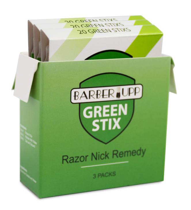 BARBERUPP Styptic Stick Shave Accessories Green Stix 3 Pack Stops Bleeding For Razor Nicks For Men Women Sanitary and Gr