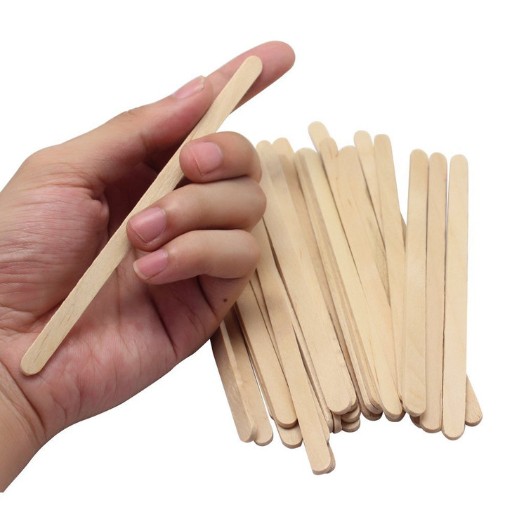 SelfTek 100 Pcs Wooden Wax Applicator Spatulas Sticks for Hair Removal and Smooth Skin Wax Popsicle Stick Eyebrow Waxing