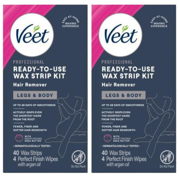 Veet Leg Body Hair Removal Kit Sensitive Formula Readytouse Cold Wax Strips Shea Butter Acai Fragrance 40 Count Pack of