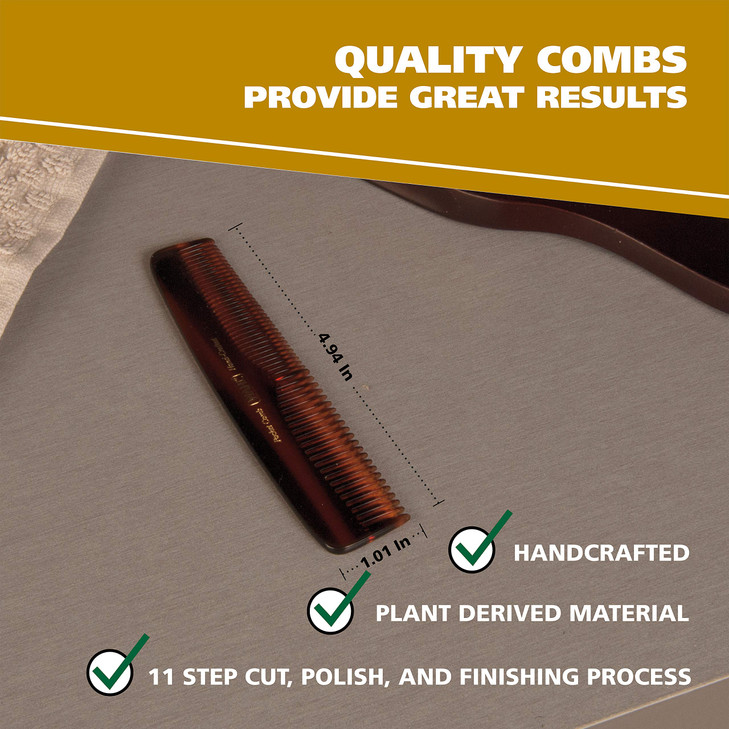 Wahl Beard Mustache Hair Pocket Comb for Mens Grooming Handcrafted Hand Cut with Cellulose Acetate Smooth Rounded Tapere