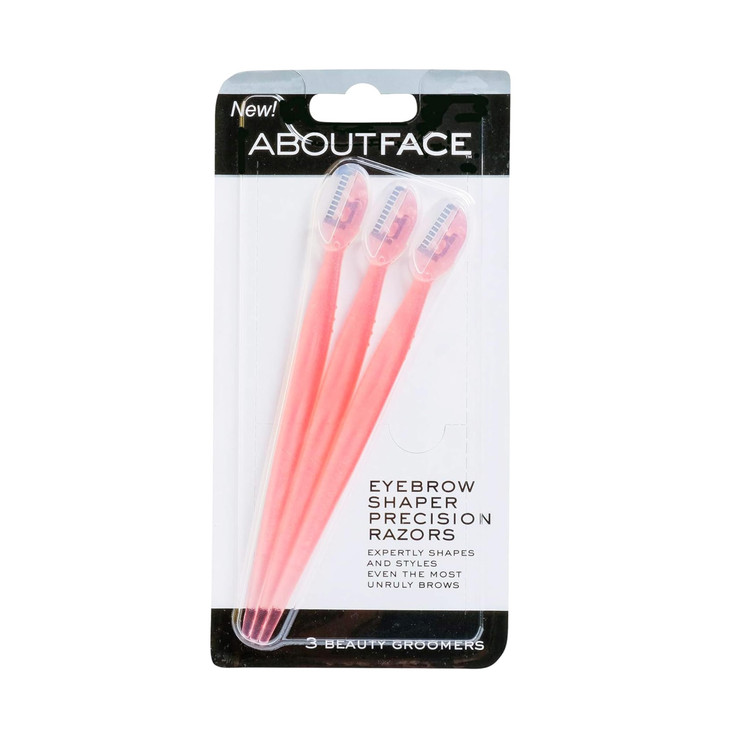 About Face Facial Razor Eyebrow Shaper 3 Ct Removes Peach Fuzz on Cheeks Chin or Forehead Delicately Shapes Eyebrows