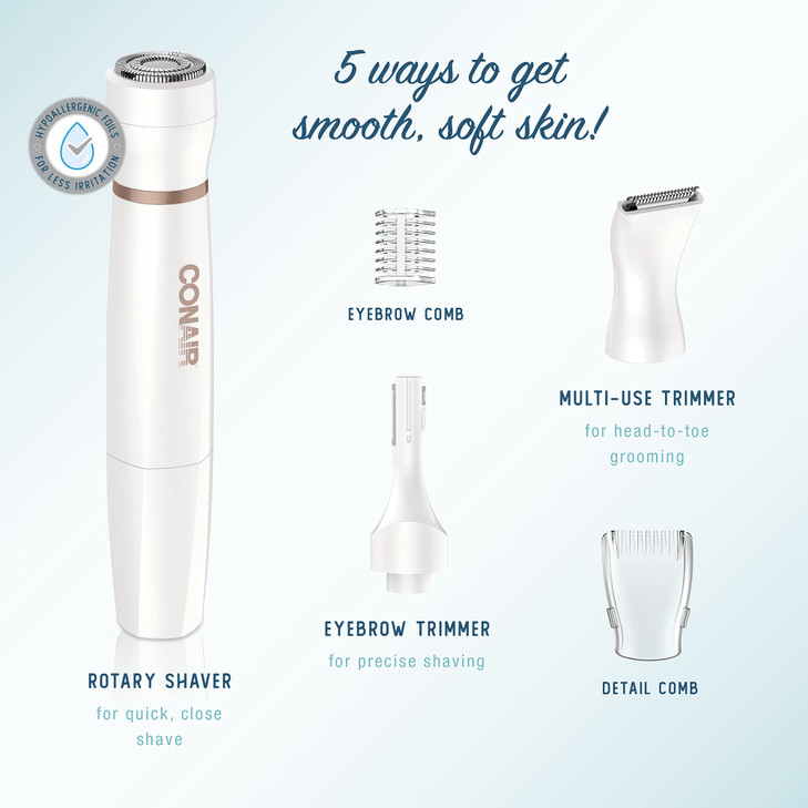 Conair AllIn1 Facial Hair Removal for Women Cordless Electric Trimmer Perfect for Face EarNose Eyebrows and Bikini Lines